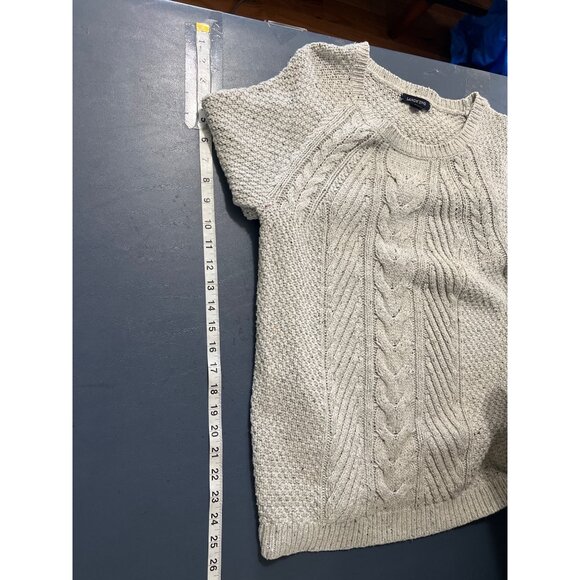 Lands End Womens Grey Cable Knit Sweater M Cotton - Picture 6 of 9